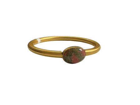 Goldtone Bangle with Agate Detail Online