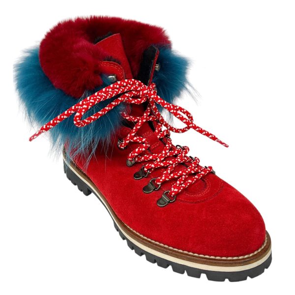 Mr & Mrs Italy Red   Blue Fox Fur Trimmed Shearling Lined Suede Boots Discount