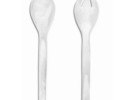 EVERYDAY SALAD SERVERS IN WHITE SWIRL For Sale