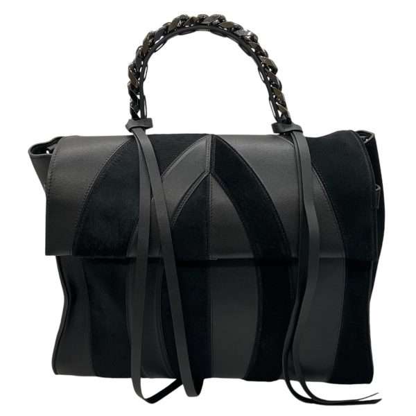 Elena Ghisellini Black Pony Hair and Leather Handbag For Cheap