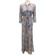 L Agence Blue   Brown Printed Button-down Silk Maxi Dress For Discount