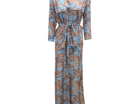 L Agence Blue   Brown Printed Button-down Silk Maxi Dress For Discount