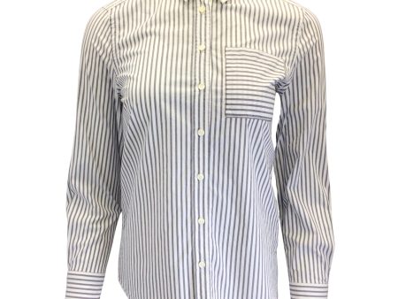 Brunello Cucinelli Grey   White Monili Beaded Detail Striped Button-down Cotton Shirt Supply