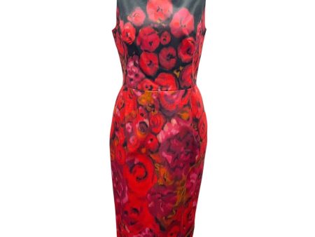 Isaac Mizrahi Red   Black Printed Sleeveless Midi Dress Sale