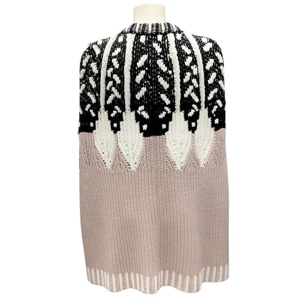 Peter Pilotto Beige   White   Black Wool Knit Poncho   Cape For Sale