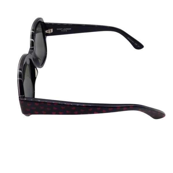 Saint Laurent Black   Red Heart Pattern Plastic Frame Sunglasses For Discount