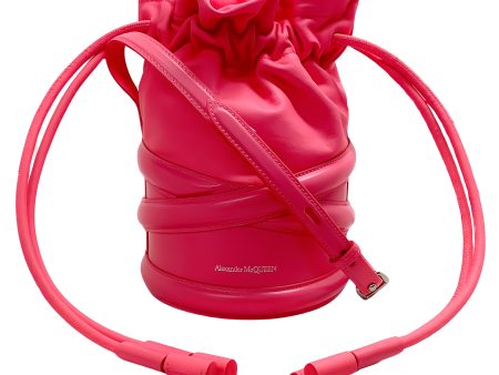 Alexander McQueen Neon Pink Soft Curve Drawstring Bag For Sale