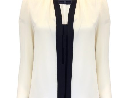 Derek Lam Ivory   Black Long Sleeved Silk Blouse Cheap