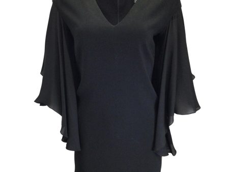 Ralph Lauren Black Label Black Flutter Sleeved Crepe Mini Dress Fashion