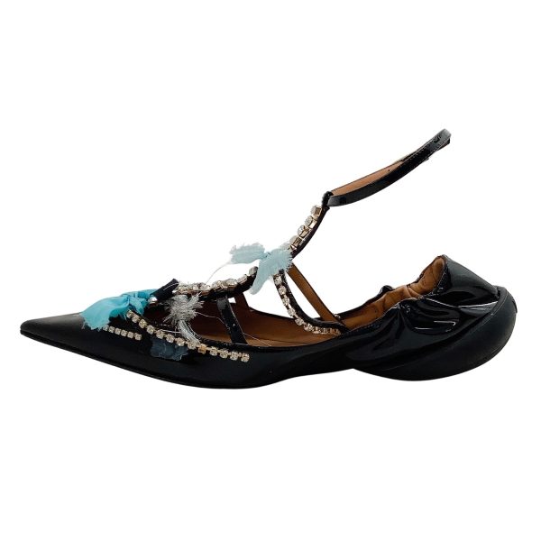 13 09 SR Black Patent Embellished Tootsy Ballet Flats Hot on Sale