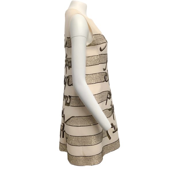 Valentino Cream Wool Sleeveless Peace Dress Discount