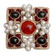 Chanel Burgundy Gripoix and Pearl Square Brooch Online Sale