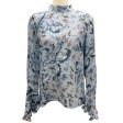 Erdem Blue Multi Lindsey Ruffled Floral-print Silk-chiffon Top Hot on Sale