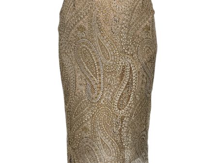 Chanel Nude   Silver Lace Overlay Pencil Skirt Online Sale