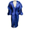 Sally LaPointe Blue Fur Trimmed Sequined Dress For Discount