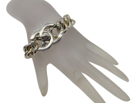 Chanel Vintage 1997 Silver CC Turnlock Chunky Chain Link Bracelet For Discount