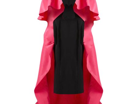 Carolina Herrera Black   Pink Strapless Crepe Taffeta Ruffle Column Gown Supply