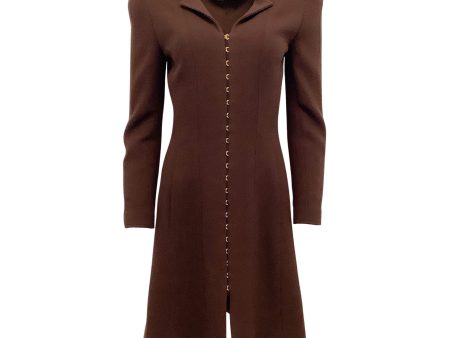 Chanel Brown 1996 Classic Hook and Eye Front Coat Online now