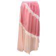 LoveShackFancy Pink   Ivory Lace Detail Satin Midi Skirt Cheap