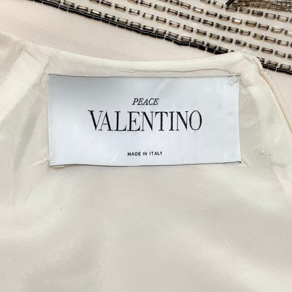 Valentino Cream Wool Sleeveless Peace Dress Discount