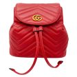 Gucci Red GG Marmont Leather Drawstring Mini Backpack For Sale