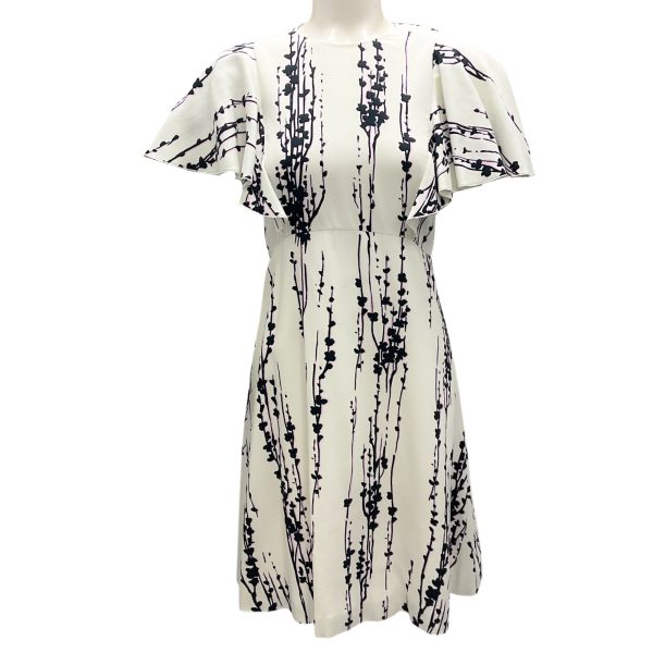 Giambattista Valli Ivory   Purple   Black Flutter Sleeve Floral Dress For Cheap