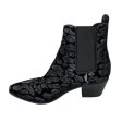 Saint Laurent Black Glitter Leopard Velvet Ankle Boots Discount