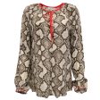 Altuzarra Tan Snake Print Lace Up Blouse with Red Trim For Cheap