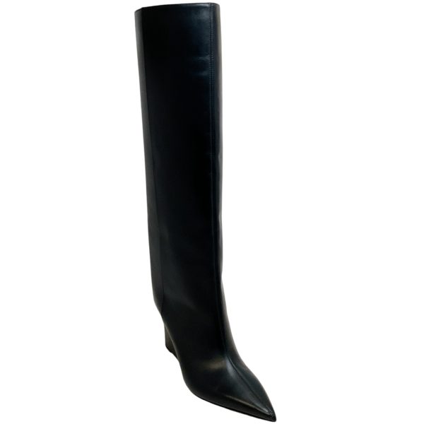 Jimmy Choo Black Leather Blake Wedge Boots Sale