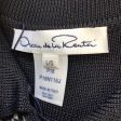 Oscar de la Renta Black   Ivory Two-Tone Belted Long Sleeved Wool Knit Button-down Cardigan Sweater For Discount