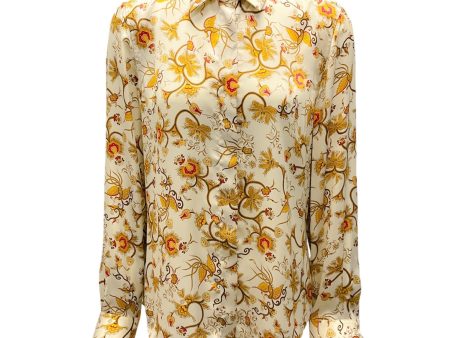 Barbara Bui Ivory   Gold Multi Printed Satin Shirt Online Sale