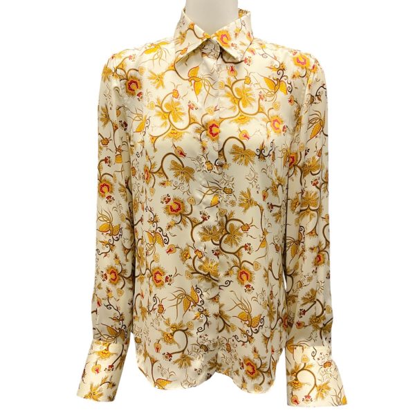 Barbara Bui Ivory   Gold Multi Printed Satin Shirt Online Sale