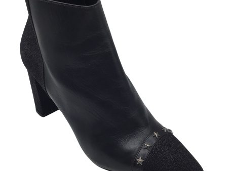 Longchamp Black Star Studded Pointed Toe Leather Ankle Boots Online