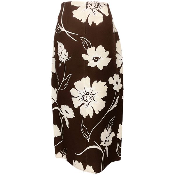 Tory Burch Deep Chocolate Daisy Printed Twill Crepe Wrap Skirt Online Sale