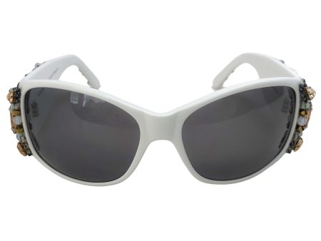 Chanel White Crystal Bijou Numero 1 Sunglasses Discount