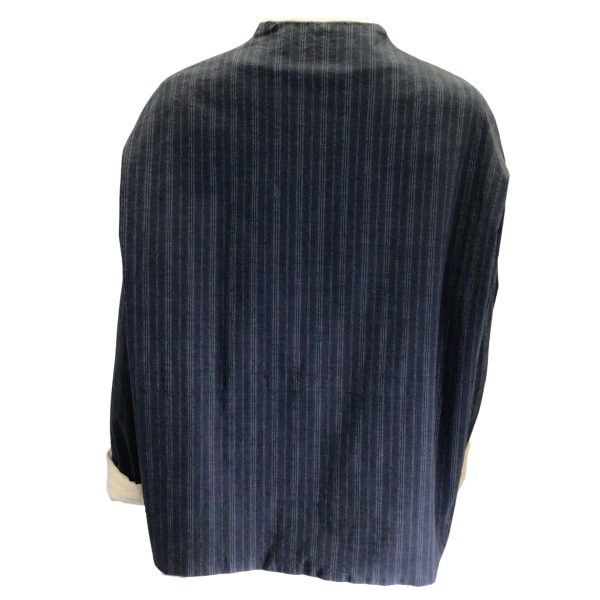 Hannoh Wessel Navy Blue   Ivory Pinstriped Cotton Jacket Hot on Sale