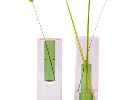 LARGE REVERSIBLE VASE IN GREEN AND PINK Supply