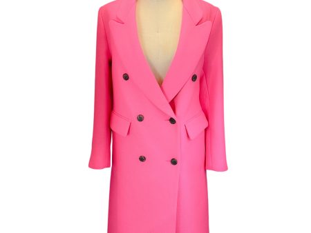 Smythe Hot Pink Double Breasted Peak Lapel Wool Overcoat Sale