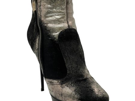 Jimmy Choo Black Metallic Distressed Platform Ankle Boots Fashion