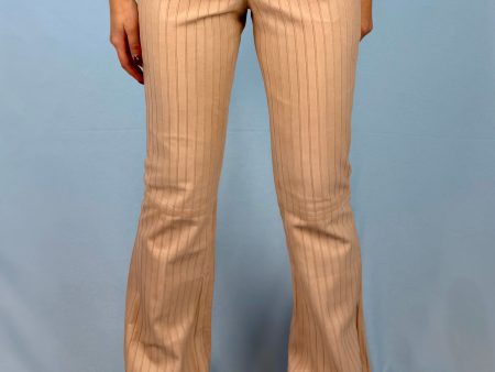 Gucci Fall 1999 Runway Nude Leather Flared Pants Trousers For Cheap