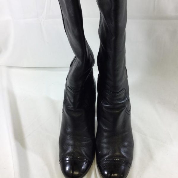 Chanel Mid-Thigh Leather Boots. Size 37.5 For Discount