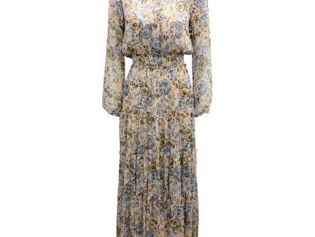 Misa Multi Floral Printed Chiffon Maxi Dress Fashion