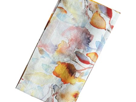 ORANGE FLOW ON WHITE LINEN NAPKINS Supply