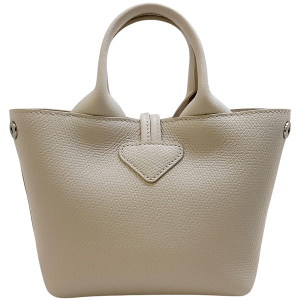 Longchamp Extra Small Ivory Leather Le Roseau Tote For Sale