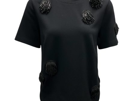 Akris Punto Black Bead Embellished Short Sleeved Top on Sale