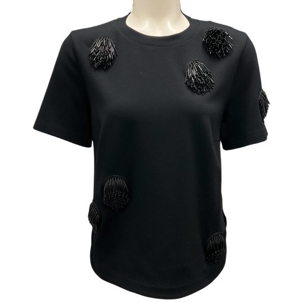 Akris Punto Black Bead Embellished Short Sleeved Top on Sale