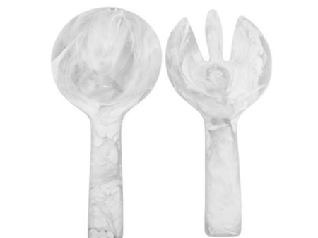 JUMBO SALAD SERVERS  IN WHITE SWIRL Online Sale