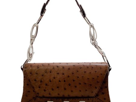 VBH Brown Ostrich Leather Manila Shift Shoulder Bag Cheap