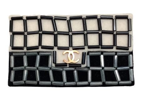 Chanel 2002 Black   Ivory Felt and Beaded Flap Bag Brooch Cheap