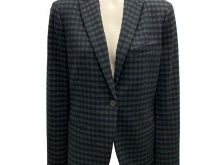 Theory Navy Blue   Charcoal Grey Staple Gingham Blazer Cheap